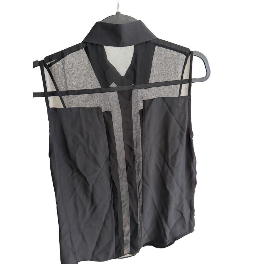 NWT Parker Womens Black 100% Silk Sleeveless Sheer Mesh Panel BlouseSize S